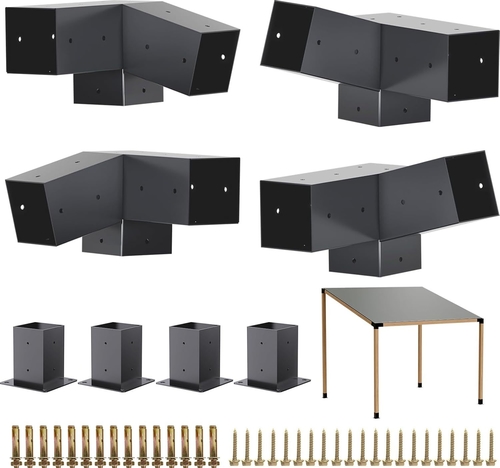 Latest company news about 15 ° slanted रूफ ब्रैकेट 75 ° Pergola कॉर्नर ब्रैकेट पोस्ट बेस गज़ेबो किट के साथ 4x4 '' वुडन बीम्स लम्बर आँगन शेड के साथ