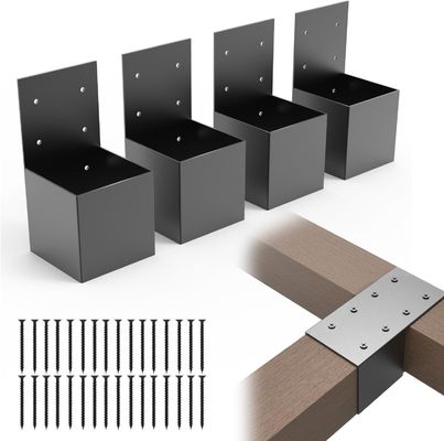 स्टील ब्रैकेट के साथ पूर्ण आधुनिक पेरगोला ब्रैकेट सेट वुड पोस्ट बेस किट मॉड्यूलर साइजिंग पेरगोला ब्रैकेट किट