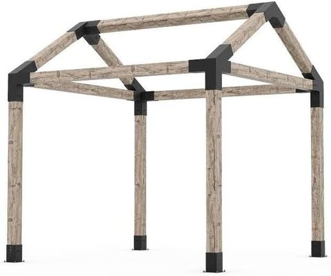 15° 4x4 और 6x6 लकड़ी के लिए पोस्ट बेस के साथ 3-तरफ़ा पिरगोला कॉर्नर ब्रैकेट किट