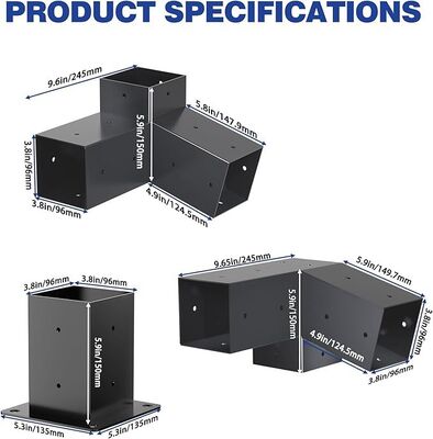 आउटडोर पिरोगोला हार्डवेयर किट 4x4 इंच 3-तरफा तिरछा धातु ब्रैकेट